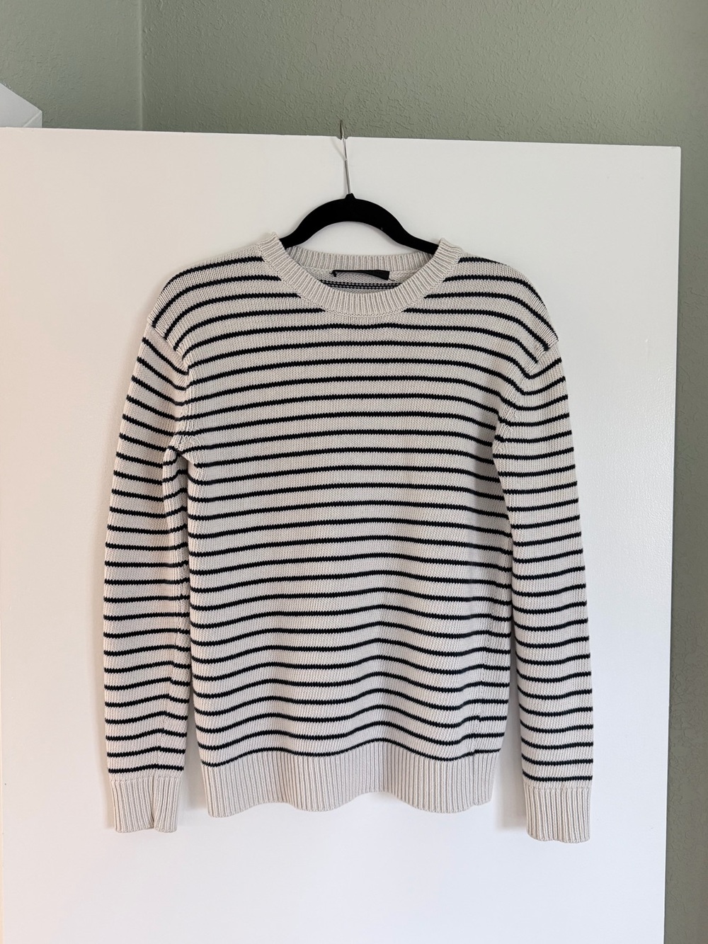 Jenni Kayne Cotton Cashmere Striped Sweater Navy Cream Breton XS